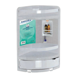 Angoliera Ankora Plastica Bianco 20x20x41h cm Bagno Doccia 3 Scomparti Capiente