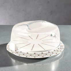 Portatorte Tosca Ø30x9,5h cm Bianco/Tortora – Contenitore per Dolci