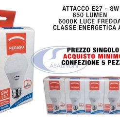 Lampada Ecoled Bulbo E27 8W 6000K Cartonc.-806809240032