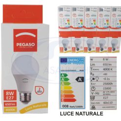 Lampada Ecoled Bulbo E27 8W 4000K Pn-021 Luce Naturale-0806809240872