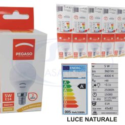 Lampada Ecoled Sfera E14 5W 4000K Pn-033 Luce Naturale-0806809240933