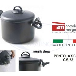 Pentola Cuociscola Cm.22 Cop. Forato Manici Blocca Coperchio-8010111027744