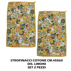 Strofinacci Cotone Set 2 Pz. Cm.45X65 Dis.Limone-0806891285980