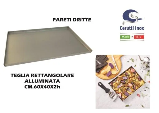 Teglia Rettangolare Alluminata Cm.60X40X2H Pareti-8014130242652