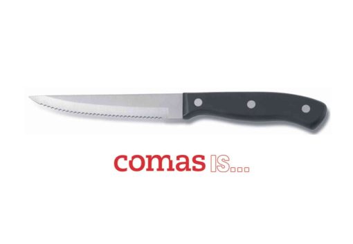 Coltello Bistecca Manico Nero Cm.23 Lama 12 Ristorante Carne Pizzeria-8425734030024