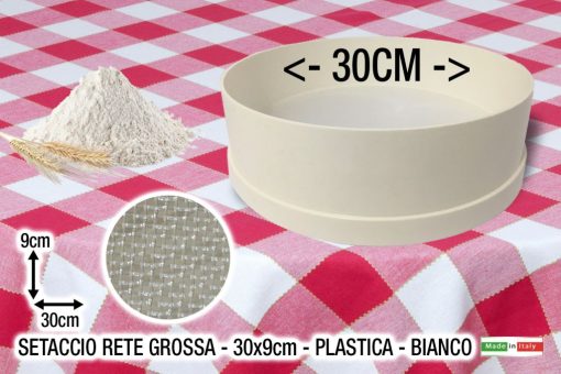 Setaccio Rete Grossa Cm.30X9H Col. Bianco-8002953001969