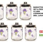 Barattolo Vetro Set 6 Pz. Cc.800 Dec. Lavanda-8001691940356