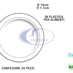 Piatto Tondo Dessert B.Co Bordo Silver D.19 C-5410508029987