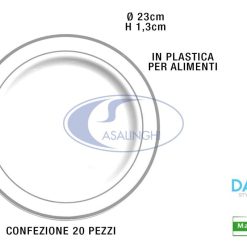 Piatto Tondo Piano B.Co Bordo Silver D.23 Con-5410508030006