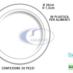Piatto Piano Large B.Co Bordo Silver D.26-5410508030020