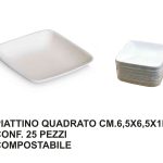 Mini Piattino Quadrato Conf. 25 Pz. Compostabile-8058450599904