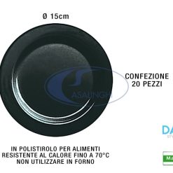 Piatto Tondo Pane Cm.15 Nero Conf. 20 Pz.-5410508005493