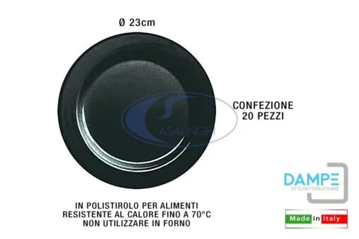 Piatto Tondo Piano Cm.23 Nero Conf. 20 Pz.-5410508005578