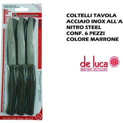 Coltelli Tavola Conf.6 Pz. Nitro Steel Marrone-8026996036344