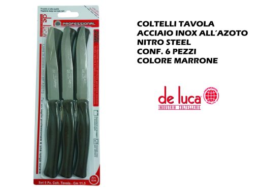 Coltelli Tavola Conf.6 Pz. Nitro Steel Marrone-8026996036344