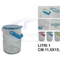 Barattolo Vetro Lt.1 Con Manico 3 Col.-8034048465615
