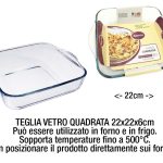 Teglia Vetro Quadra Cm.22X22X6H Alorno-8435123229946