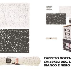 Tappeto Doccia Lettere Cm.69X32 Bianco/Nero-8056471556784