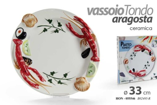 Piatto Ceramica Piano Cm.33 Dec. Aragosta-8025569055546