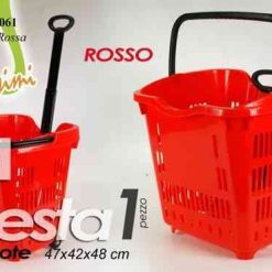 CESTINO SPESA TROLLEY LT.50 ROSSO CON RUOTE CM.47X42X48h