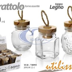 Vasetto Vetro Con Tappo Bamboo Cm.6X9H Ml.130-8025569730993