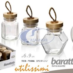 Vasetto Vetro Con Tappo Bamboo Cm.6X9H Ml.115-8025569731006