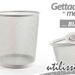 Cestino Gettacarta Metallo Lt.8 Cm.23X24H Bianco-8025569797415