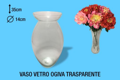 Vaso Vetro Ogiva Cm.14X35H Trasparente-8051418064582