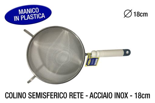 Colabrodo Semisferico Rete Inox Cm.18 Man. Plast. Gnali-8011126918003