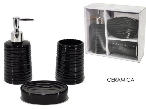 Set Bagno Ceramica Set 3 Pz. Nero-8015361316952