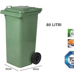 Bidone Quadro Con Ruote Lt.80 Verde-8006417013123