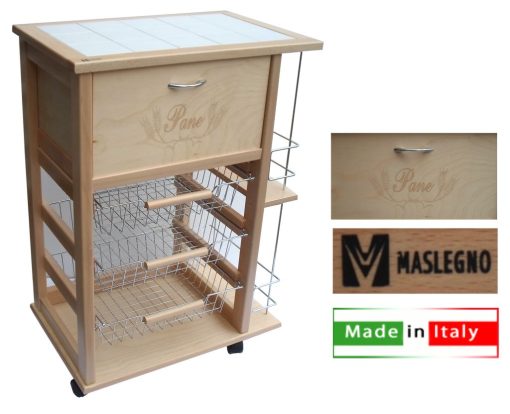 Carrello Vesuvio P/Pane + P/Bottiglie Naturale-8033433380397