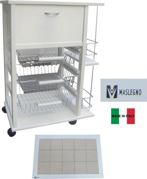 Carrello Vesuvio P/Pane + P/Bottiglie Bianco-8033433381592