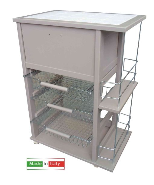 Carrello Vesuvio P/Pane + P/Bottiglie Tortora-8033433381783