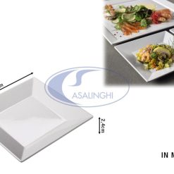 Piatto Bianco Melamina Quadrato Cm.20