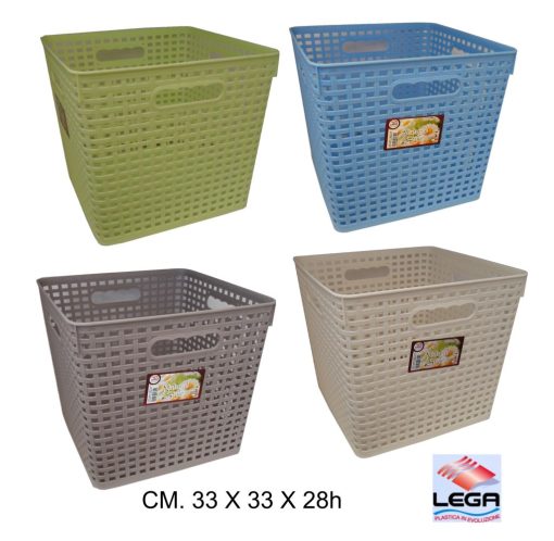 Cestino Rattan Quadrato Cm.33X33X28H-8004459016140