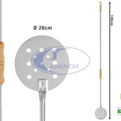 Pala X Cuocere Cm.26X170H Forata Inox Manico Legno-8018494000712
