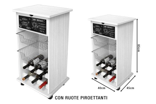 Carrello Portafrutta White Cm.40X45X85H Blackboard-8016123102677