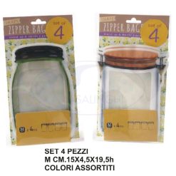 Set 4 Zipper Bag Barattolo M Cm.15X4