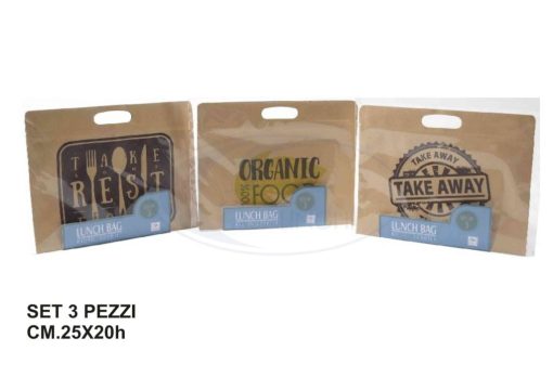 Set 3 Zipper Bag Kraft Alluminio Cm.25X20H Ass.-8034052400718