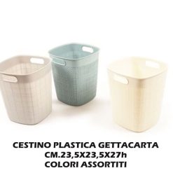 Cestino Gettacarte Plastica Cm.23X23X27H Col. Ass.-8034052421997