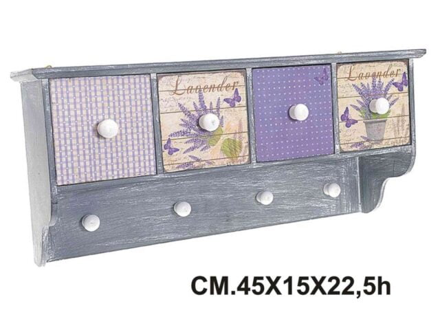 Mensola Appendino 4 Cassetti Dec. Lavanda Mercury-8034052142267