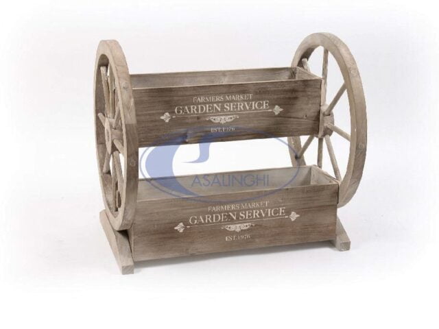 Fioriera Legno 2 Vasi Con Ruote Cm.50X40X45