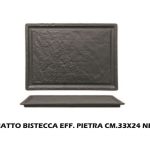 Piatto Bistecca Eff. Pietra Cm.33X24 Nero-1608267008624