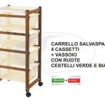 Carrello Salvaspazio Legno Faggio Noce Cass. B.Co--8058450701529