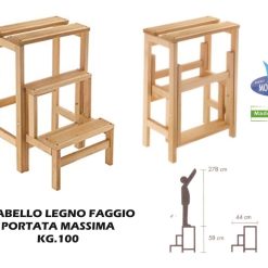 Sgabello Legno Con Ribalta 3 Gradini Naturale-8033971722642