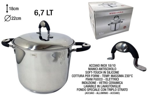 Pentola C/C Cm.22X18H Ms Bavaria Line Acciaio Inox 18/10-8021688113228