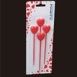 Candelina Cuore Rosso C/Astina Set 4 Pz.-8056459850996