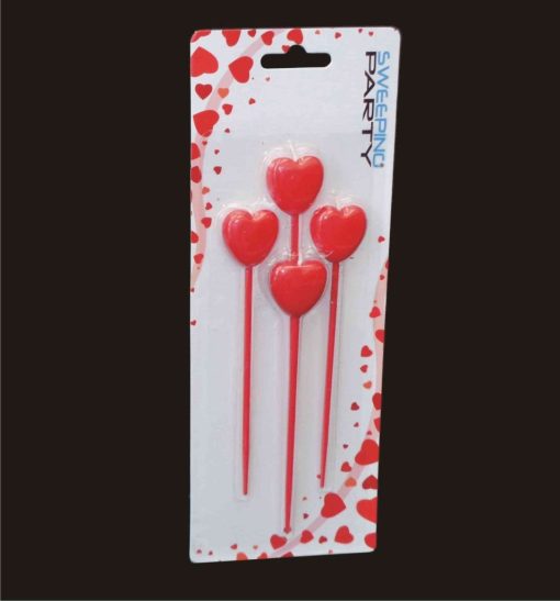 Candelina Cuore Rosso C/Astina Set 4 Pz.-8056459850996