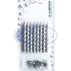 Candelina Con Supporto Argento Set 8 Pz.-8056459851078